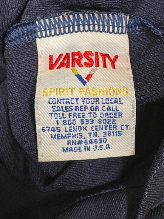 Vintage Varsity SBS Blue Yellow Cheerleader Uniform Top Shirt Size LARGE - Picture 3 of 4